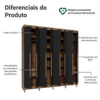 Guarda-roupa Casal Com Pés 8 Portas Batentes Rustic-preto-rustic Netuno Madesa