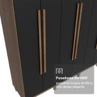 Guarda-roupa Casal Com Pés 8 Portas Batentes Rustic-preto-rustic Netuno Madesa - 6