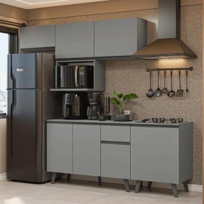 Armário De Cozinha Completa 240 Cm Nice Madesa 06 Cinza