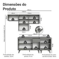 Armário De Cozinha Completa 240 Cm Cinza Nice Madesa 06 - 3