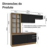 Armário De Cozinha Completa 270cm Rustic/preto Glamy Madesa 16 - 3