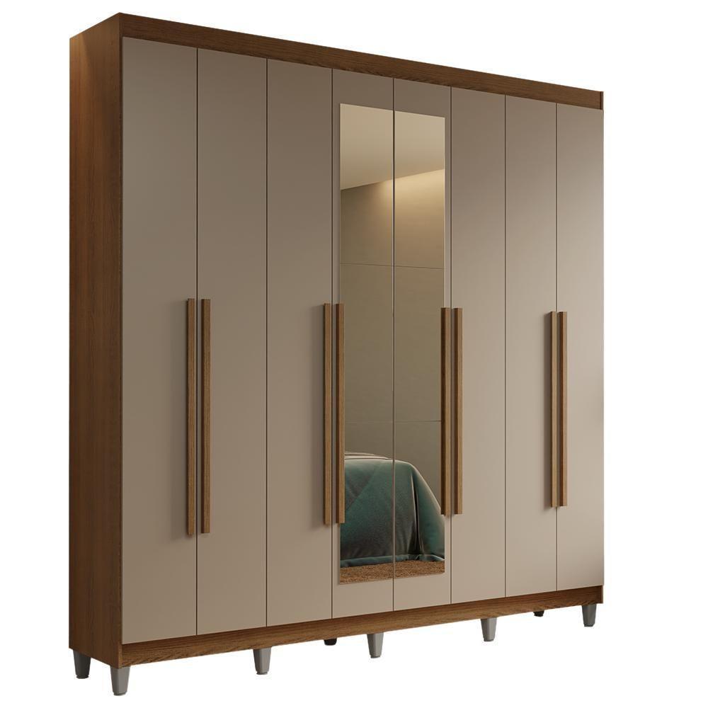 Guarda-roupa Casal Com Pés 8 Portas Batentes Com Espelho Rustic-crema-rustic Saturno Madesa - 2