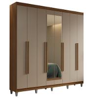 Guarda-roupa Casal Com Pés 8 Portas Batentes Com Espelho Rustic-crema-rustic Saturno Madesa - 2