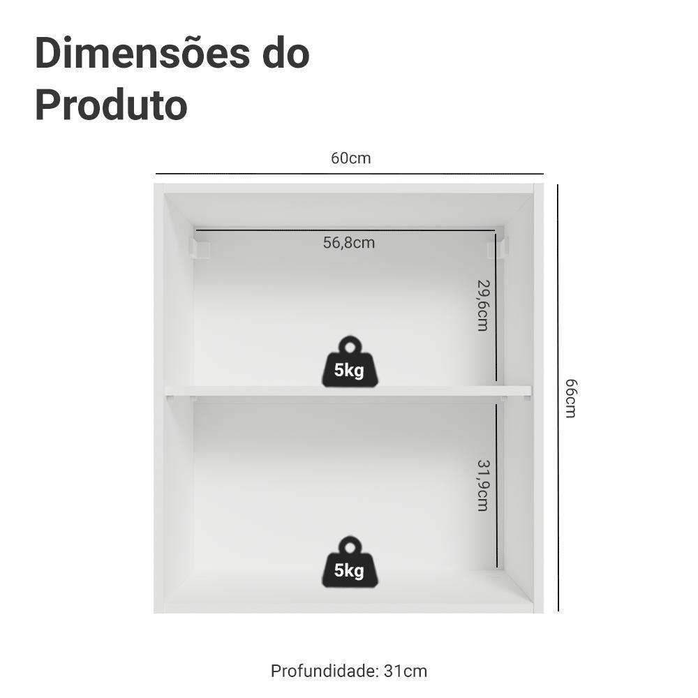 Armário Aéreo Para Quarto 60 Cm 1 Porta Branco Neo Madesa - 2