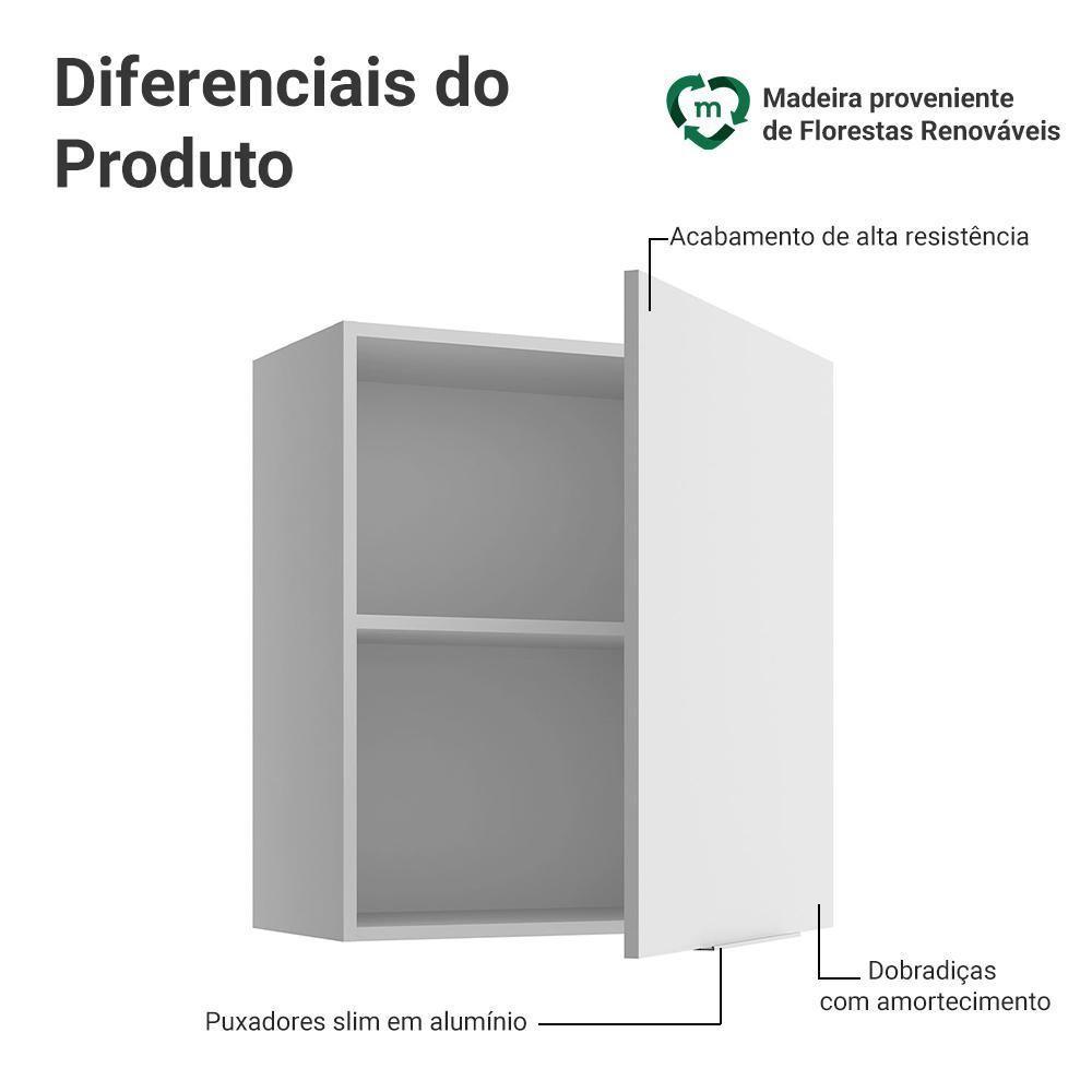 Armário Aéreo Para Quarto 60 Cm 1 Porta Branco Neo Madesa - 3