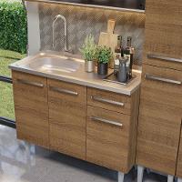 Armário De Cozinha Compacta 169cm Com Pia Rustic Emilly Madesa 11 Rustic Rustic - 10