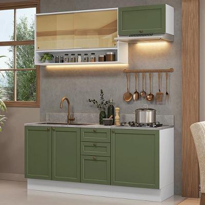 Armário De Cozinha Completa 180 Cm Branco/verde Vik Madesa 05 Branco/verde