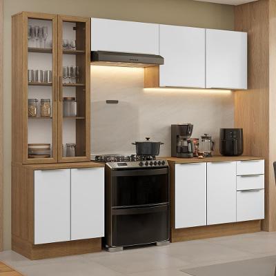 Armário De Cozinha Completa 270cm Rustic/branco Veludo Lux Madesa