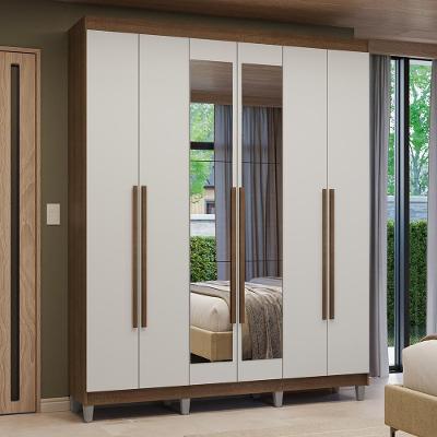 Guarda Roupa Casal Venus 6 Portas Batentes 4 Gavetas Rustic-branco-rustic Madesa