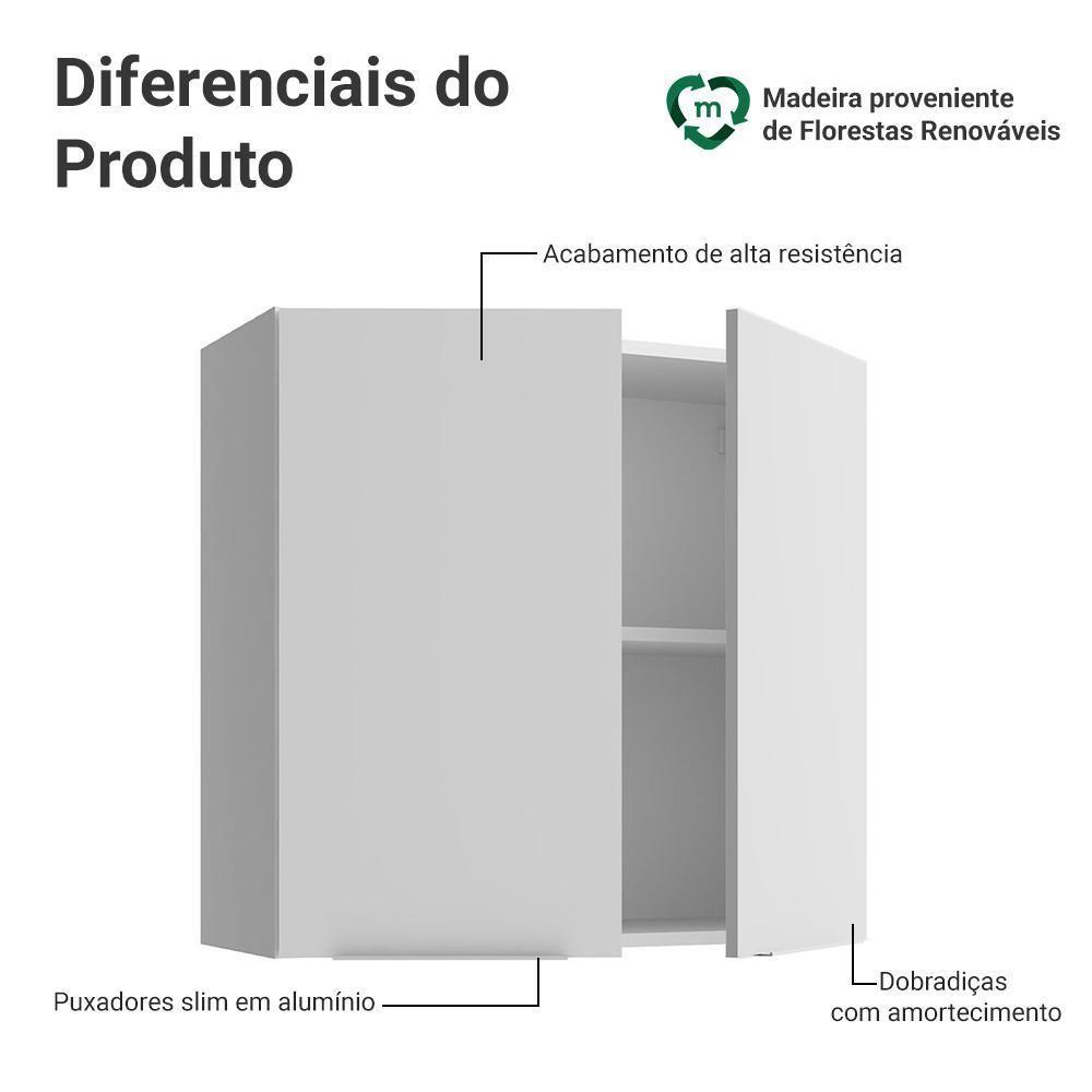 Armário Aéreo Para Quarto 70 Cm 2 Portas Branco Neo Madesa - 3