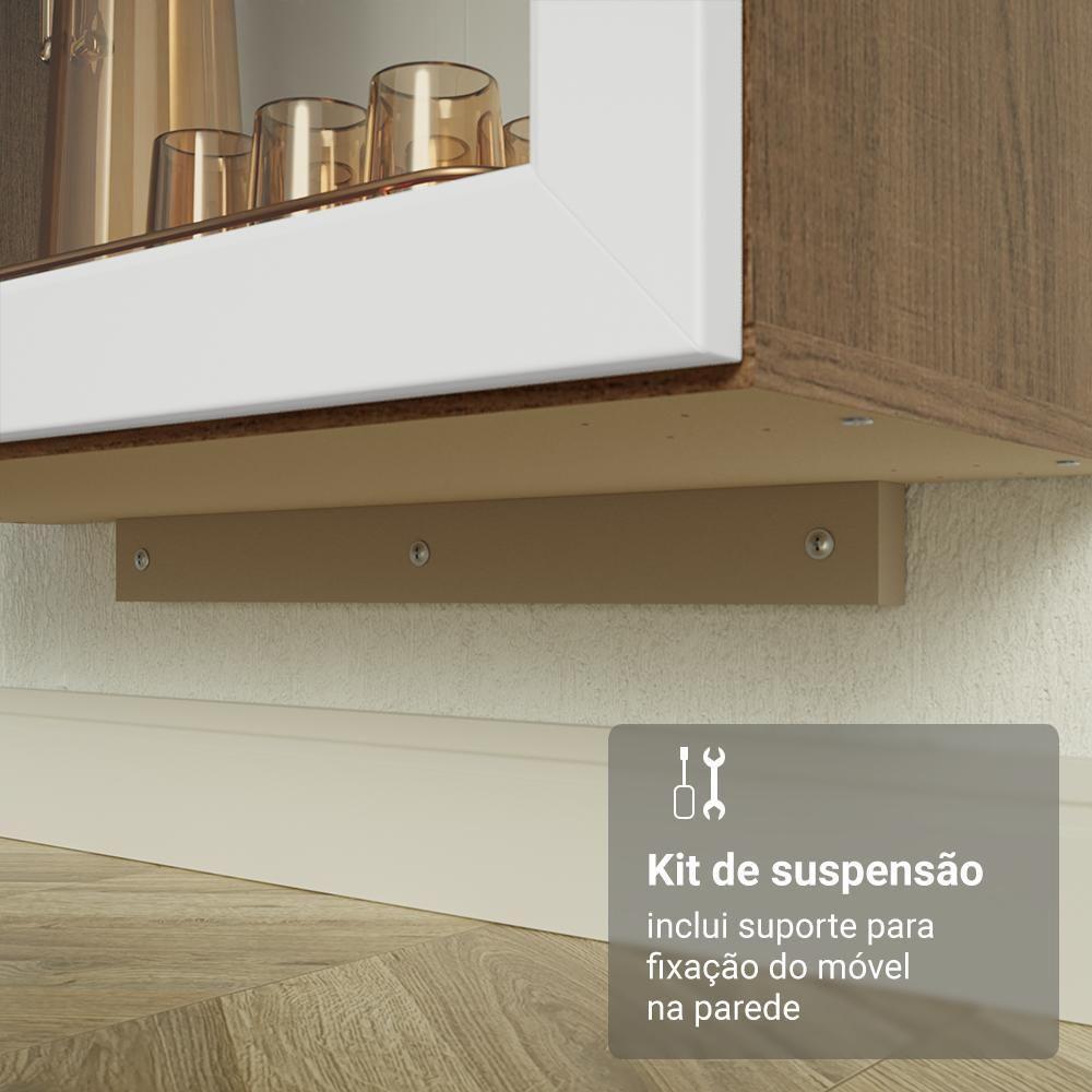 Cristaleira Suspensa 70 Cm 2 Portas De Vidro Rustic-branco Vik Madesa - 7