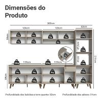 Armário De Cozinha Completa 300 Cm Nice Madesa 02 Crema - 3