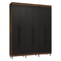 Guarda-roupa Casal Com Pés 6 Portas Batentes Rustic-preto-preto Venus Madesa - 2