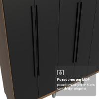 Guarda-roupa Casal Com Pés 6 Portas Batentes Rustic-preto-preto Venus Madesa - 6