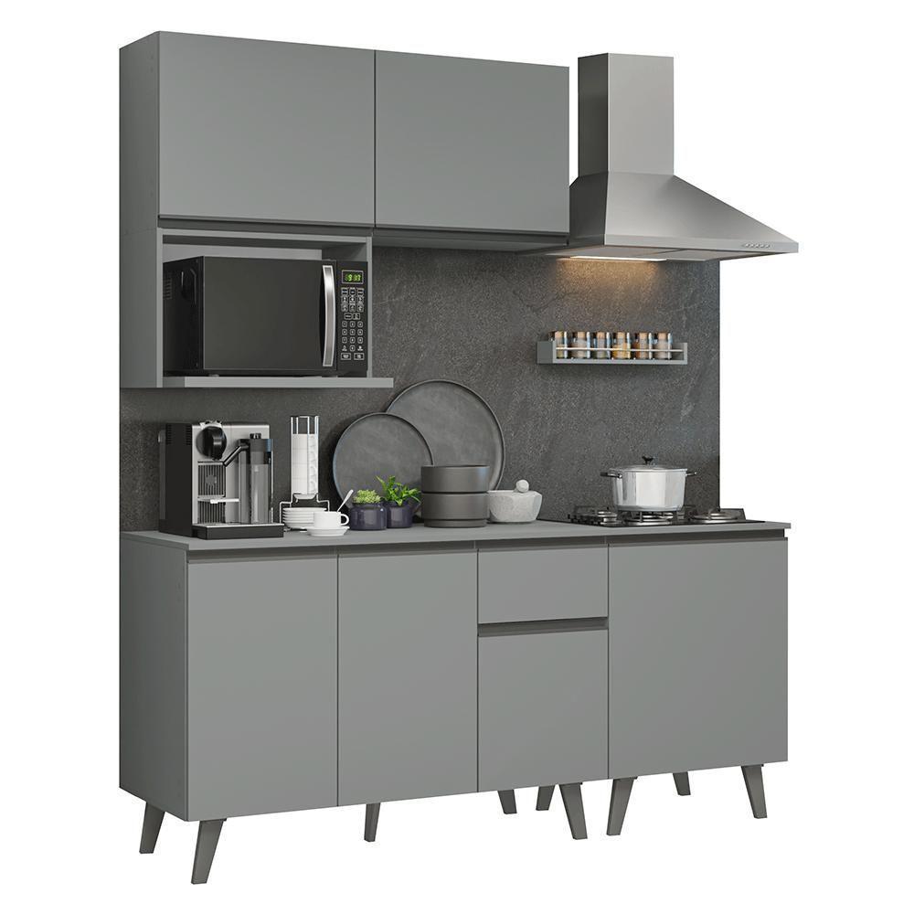 Armário De Cozinha Compacta 180 Cm Cinza Nice Madesa 02 - 7