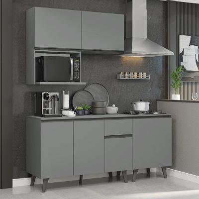 Armário de Cozinha Compacta Nice em MDP 180 cm Cinza com Nicho para Forno Madesa