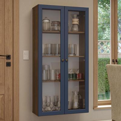 Cristaleira Suspensa 70 Cm 2 Portas De Vidro Rustic-azul Vik Madesa