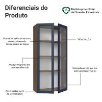 Cristaleira Suspensa 70 Cm 2 Portas De Vidro Rustic-azul Vik Madesa