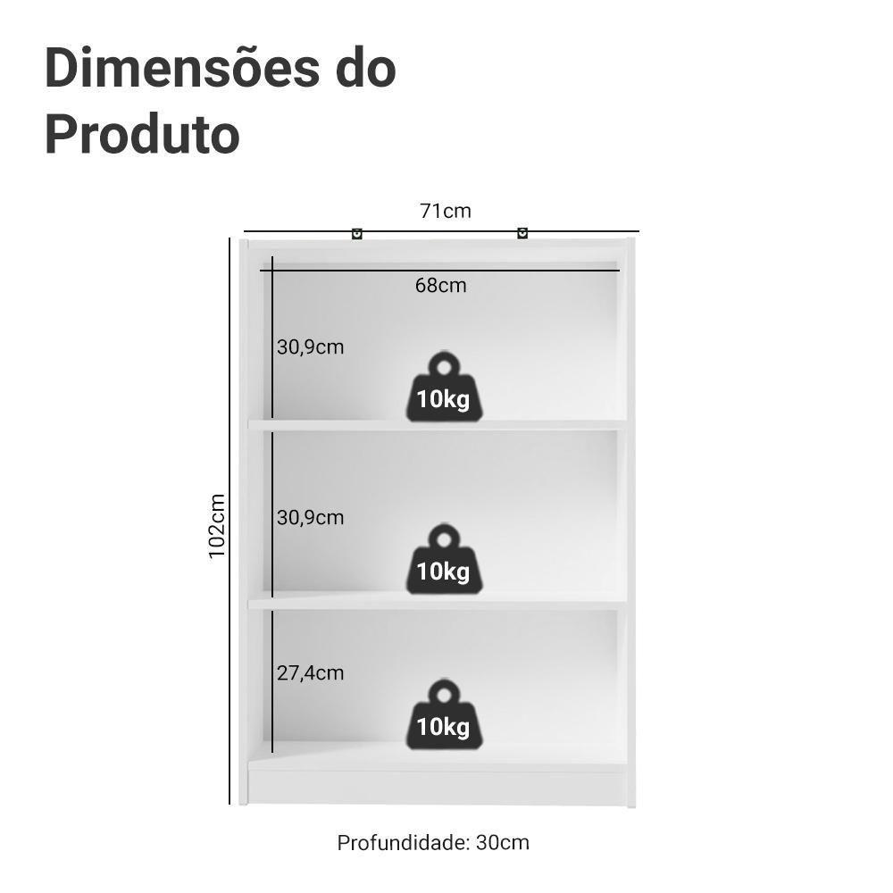 Estante Sapateira 3 Prateleiras Sem Portas Branco Madesa - 3