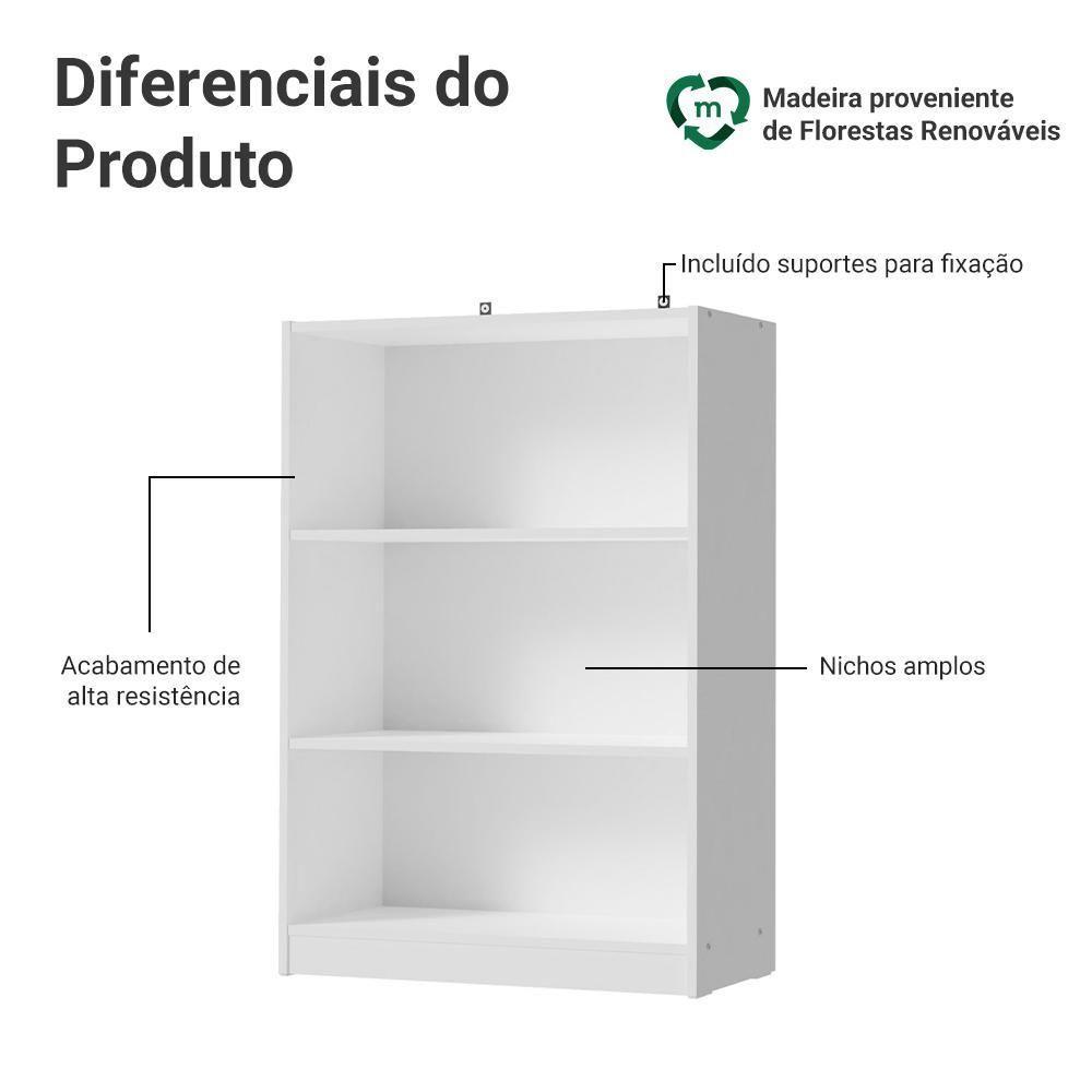 Estante Sapateira 3 Prateleiras Sem Portas Branco Madesa - 4