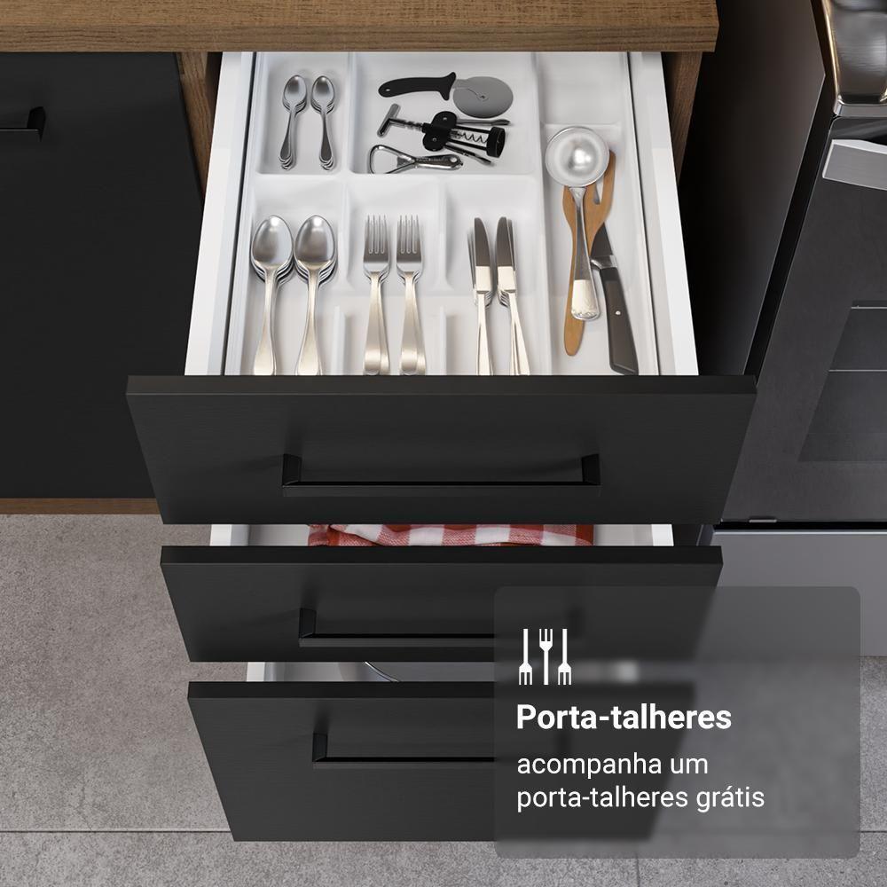 Armário De Cozinha Completa 270cm Rustic/preto Agata Madesa 11 - 8