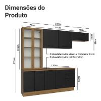 Armário De Cozinha Completa 270cm Rustic/preto Agata Madesa 11 - 3