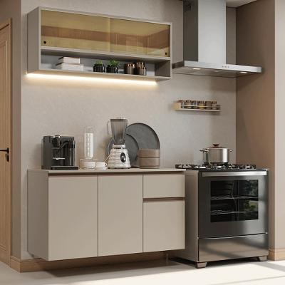 Armário de Cozinha Compacta Nice 5 Portas 1 Gaveta MDF 120 cm Creme