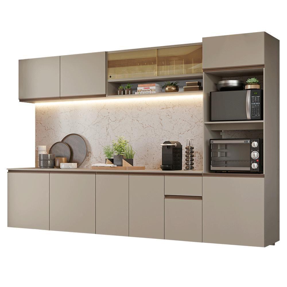 Armário De Cozinha Completa 300 Cm Suspenso Nice Madesa 03 Crema - 2