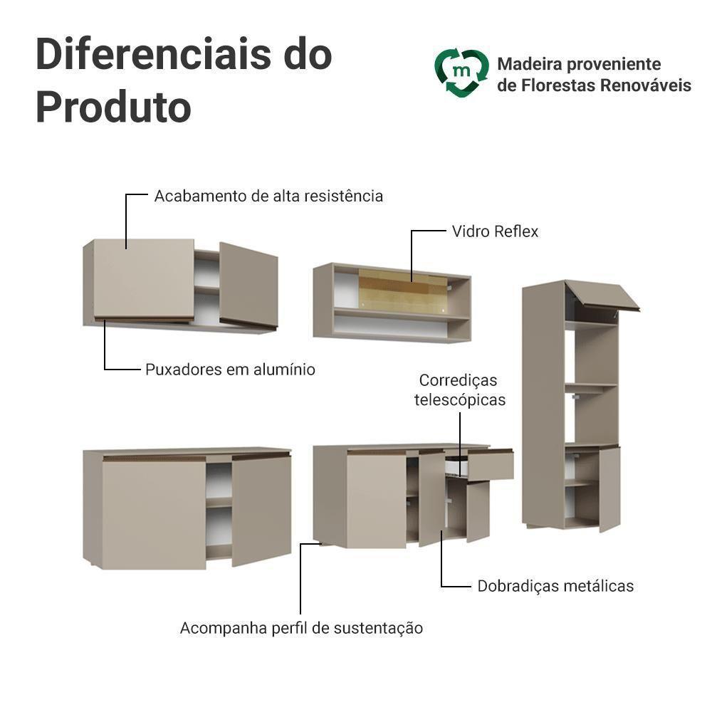 Armário De Cozinha Completa 300 Cm Suspenso Nice Madesa 03 Crema - 4