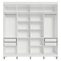 Guarda-roupa Casal Com Pés 8 Portas Batentes Com Espelho Branco-branco-preto Netuno Madesa - 8