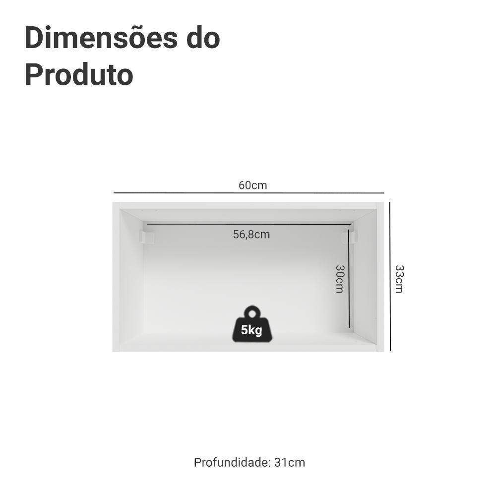Armário Aéreo Para Quarto 60 Cm 1 Porta Basculante Branco Neo Madesa - 2
