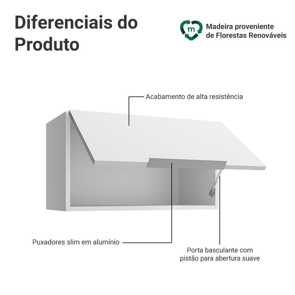 Armário Aéreo Para Quarto 60 Cm 1 Porta Basculante Branco Neo Madesa - 3