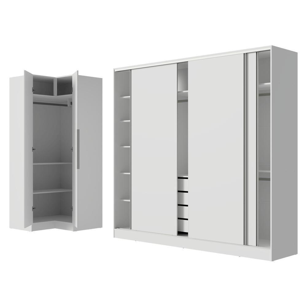 Guarda-roupa Modulado Neo + Guarda-roupa Royale 3 Portas De Correr Branco Madesa - 8