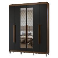 Guarda-roupa Casal Com Pés 6 Portas Batentes Com Espelho Rustic-preto-rustic Netuno Madesa - 2