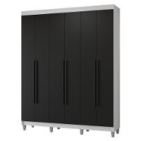Guarda-roupa Casal Com Pés 6 Portas Batentes Branco-preto-preto Netuno Madesa - 2