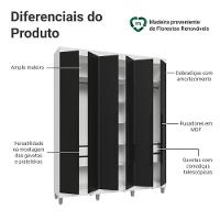 Guarda-roupa Casal Com Pés 6 Portas Batentes Branco-preto-preto Netuno Madesa