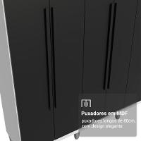 Guarda-roupa Casal Com Pés 6 Portas Batentes Branco-preto-preto Netuno Madesa - 6