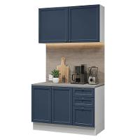 Armário De Cozinha Compacta 120 Cm Branco/azul Vik Madesa 01 Branco/azul - 2