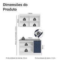 Armário De Cozinha Compacta 120 Cm Branco/azul Vik Madesa 01 Branco/azul - 3