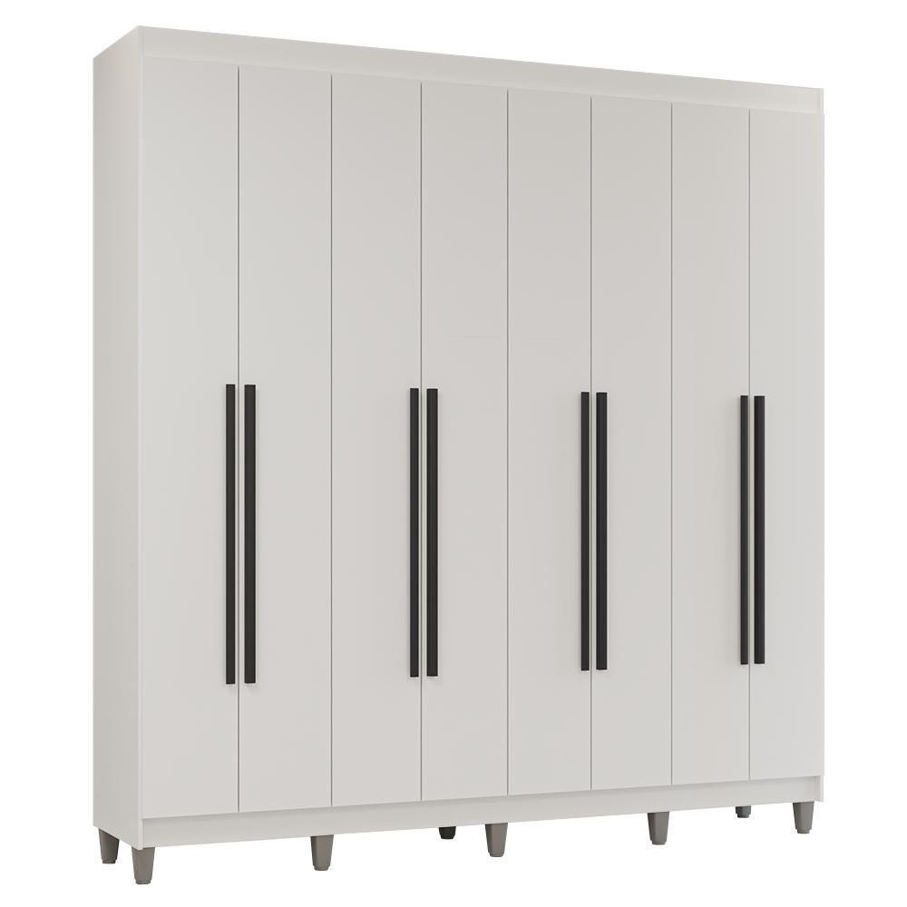 Guarda-roupa Casal Com Pés 8 Portas Batentes Branco-branco-preto Venus Madesa - 2