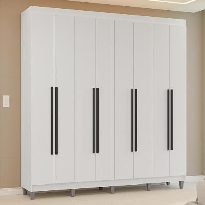 Guarda-roupa Casal Com Pés 8 Portas Batentes Branco-branco-preto Venus Madesa