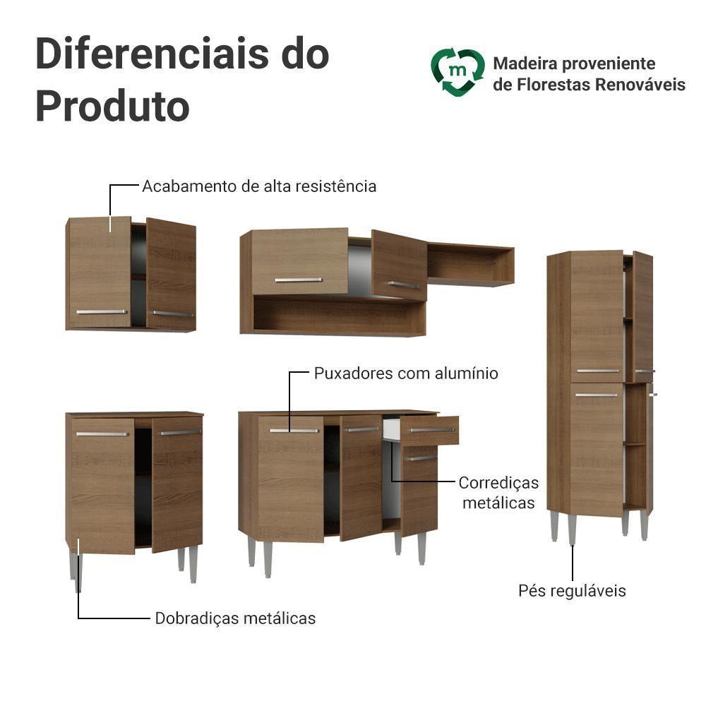 Armário De Cozinha Completa 293cm Rustic Emilly Madesa 011 - 4
