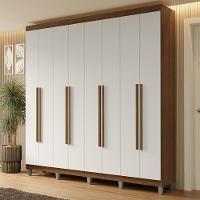Guarda-roupa Casal Com Pés 8 Portas Batentes Rustic-branco-rustic Netuno Madesa - 1