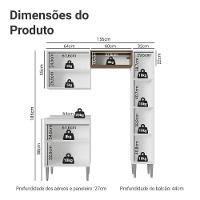 Armário De Cozinha Compacta 156 Cm Branco Emilly Madesa 02 - 3