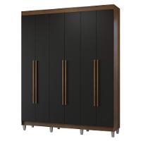 Guarda-roupa Casal Com Pés 6 Portas Batentes Rustic-preto-rustic Netuno Madesa - 2