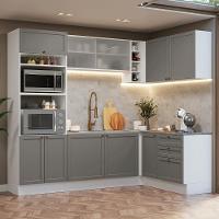 Armário De Cozinha Completa De Canto 399 Cm Branco/cinza Vik Madesa 01 Branco/cinza - 1