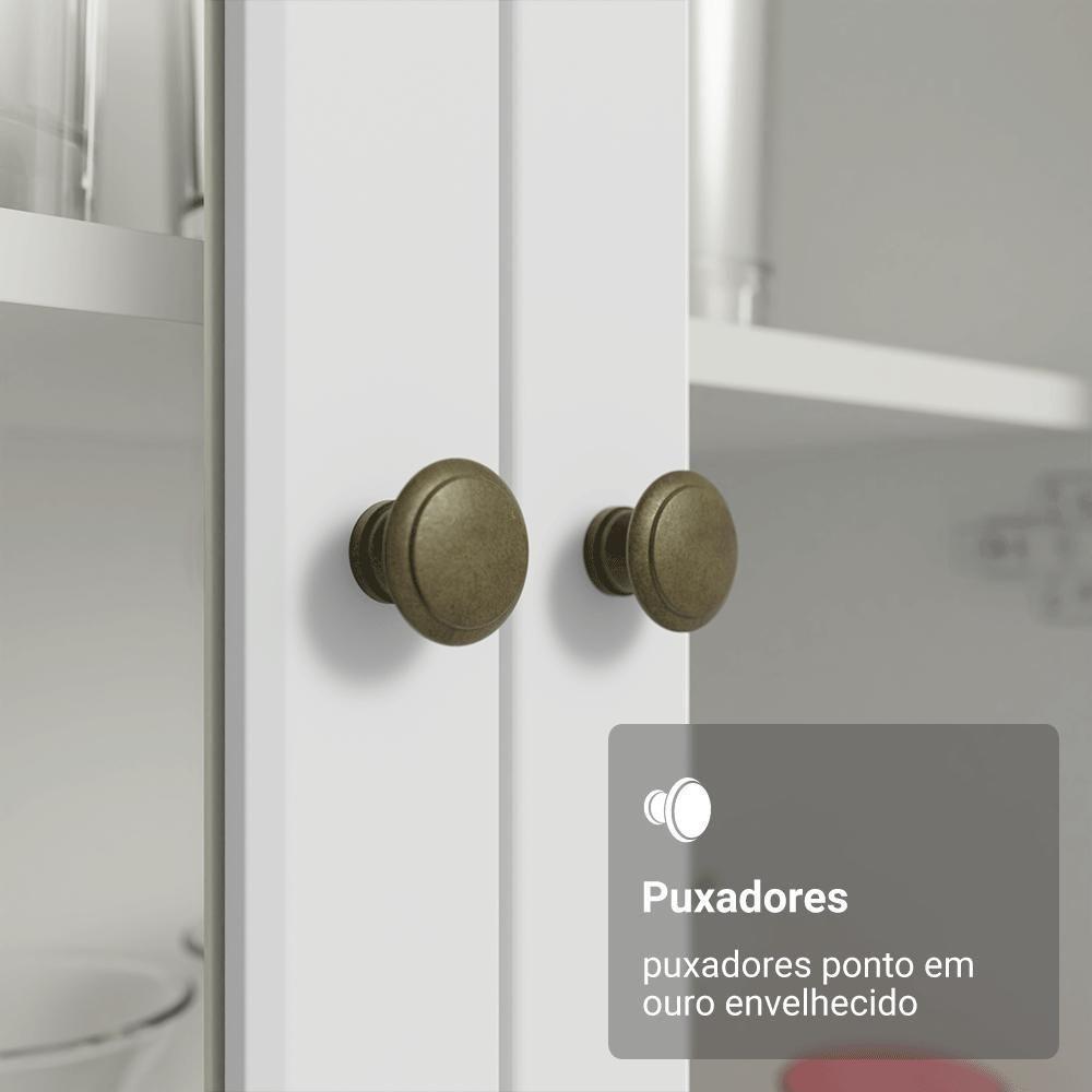 Cristaleira 70 Cm 2 Portas De Vidro Com Pés Cônicos Branco-rustic Vik Madesa - 6