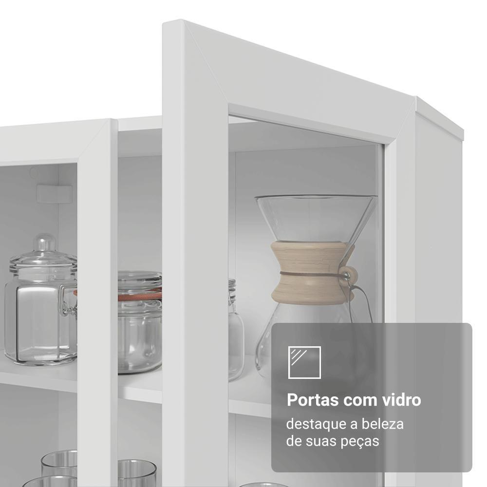 Cristaleira 70 Cm 2 Portas De Vidro Com Pés Cônicos Branco-rustic Vik Madesa - 7