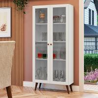 Cristaleira 70 Cm 2 Portas De Vidro Com Pés Cônicos Branco-rustic Vik Madesa - 1