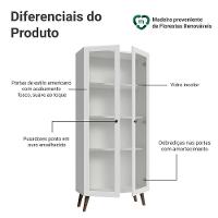 Cristaleira 70 Cm 2 Portas De Vidro Com Pés Cônicos Branco-rustic Vik Madesa